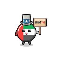 UAE-Flaggenkarikatur als Onkel Sam, der das Banner hält, ich will dich vektor