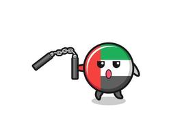 Cartoon der Flagge der Vereinigten Arabischen Emirate mit Nunchaku vektor