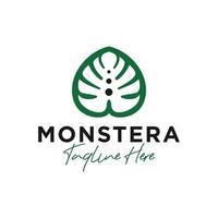 Monstera-Blütenblatt-Vektor-Illustration-Logo-Design vektor