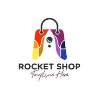 rocket shop väska inspiration illustration logotyp vektor