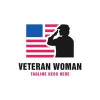 weibliche veteran vektorillustration logo design vektor