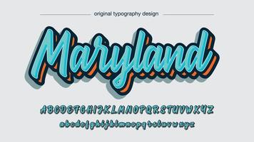 blå och orange modern handskriven 3d typografi vektor