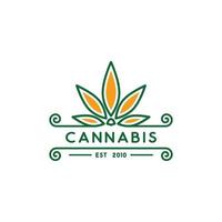 Logovorlage für Cannabisunternehmen. Marihuana-Blatt-förmiges Logo im geometrischen Stil. vektor