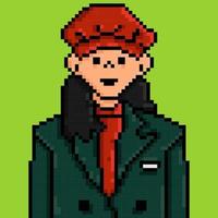 junge frauen avatar pixel art style design illustration vektor