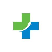 Logo für gesunde Pflege, medizinisches Pfeillogo vektor
