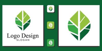 Logo-Design grünes Blatt frischer Tee Minze Natur Gesundheit Bio-Faser mit App-Vorlage vektor