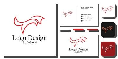 logotyp design symbol kontur orange wolf hoppa med visitkortsmall vektor