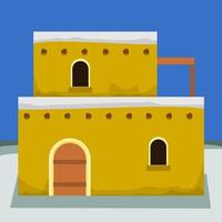 redigerbar traditionell enkel två våningar arabiskt hus vektorillustration för islamiska ögonblick eller Mellanöstern historia och kulturrelaterad design vektor