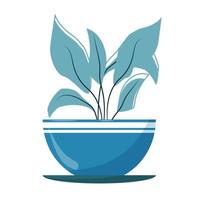 trendig snygg växt i kruka i blå färger isolerad på vit bakgrund lager vektorillustration. moderna dekorativa föremål, element, färgglada emblem vektor