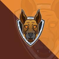 hundekopf esport maskottchen logo für esport, gaming und sport premium kostenloser vektor. vektor