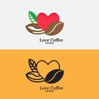 kärlek och kaffebönor fantastisk affärslogotyp kafémärkesmärke, identitet och etikettcafé vektor