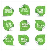 Eco Vintage Etiketter Bio mall set Ekologi Retro design vektor
