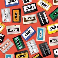 Vintage Retro Cassette Tape Pattern Design Mall Vektor Illustration