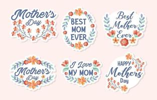 glad mors dag doodle blomma klistermärke samling vektor