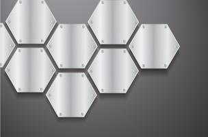 platta metall hexagon och svart bakgrund vektor illustration