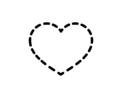 Herz, Liebe, romantisch. Vektor isoliertes Schild mit Herz durch gestrichelte schwarze Linie auf weißem Hintergrund. die Gesundheit. Druckdesign. Valentinstag