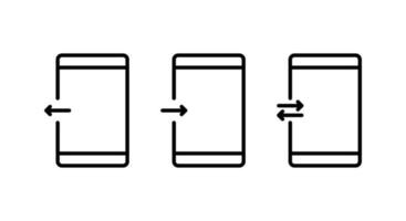 Vektor-Smartphone mit nach unten gerichteten Pfeil-Set-Icons. Smartphone-Flachzeilensymbol. Handy-Download-Symbol im Linienstil. Telefonsymbol für Apps und Websites. Vektor-Illustration vektor