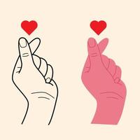 hand gör mini hjärtsymbol ikon, logotyp set, vektorillustration vektor