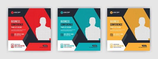 Business-Konferenz-Social-Media-Post-Banner oder quadratisches Flyer-Template-Design vektor