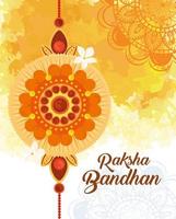 grußkarte mit dekorativem rakhi für raksha bandhan, indisches fest für bruder und schwester bindungsfeier, die bindungsbeziehung vektor