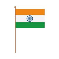 Indiens flagga, Indiens nationella flagga på en stång, på vit bakgrund vektor