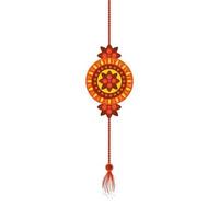 raksha bandhan, armband rakhi mit blume auf weißem hintergrund vektor