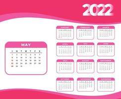 Kalender 2022 kann Monat guten Rutsch ins Neue Jahr abstrakte Designvektorillustration weiß und rosa vektor