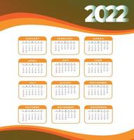 kalender 2022 månader gott nytt år abstrakt design vektorillustration vit och orange vektor