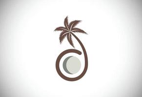kreative moderne kokosnuss mit blattzeichenlogo-designschablone