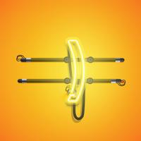 Realistischer glühender gelber Neoncharcter, Vektorillustration vektor