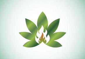 Cannabis-Feuer-Logo-Design. Cannabis- oder Marihuanablatt mit Feuerzeichensymbol. vektor