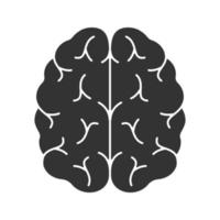 Glyphensymbol des menschlichen Gehirns. Organ des Nervensystems. Silhouettensymbol. negativer Raum. vektor isolierte illustration