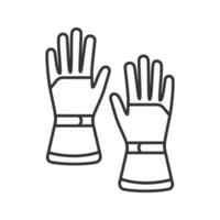 Lineares Symbol für Winterskihandschuhe. dünne Liniendarstellung. Schneefeste Handschuhe. Kontursymbol. Vektor isoliert Umrisszeichnung