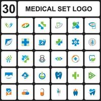 medicinsk set logotyp, hälsouppsättning logotyp vektor
