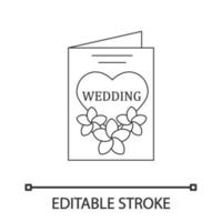 bröllop inbjudan kort linjär ikon. tunn linje illustration. bröllop gratulationskort med blommor. kontur symbol. vektor isolerade konturritning. redigerbar linje