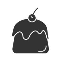 Pudding-Glyphe-Symbol. Panna Cotta. Silhouettensymbol. negativer Raum. vektor isolierte illustration