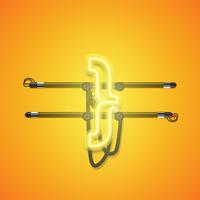 Realistisk glödande gul neon charcter, vektor illustration