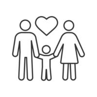 familj linjär ikon. adoption. föräldraskap. tunn linje illustration. mamma, pappa och barn. kontur symbol. vektor isolerade konturritning