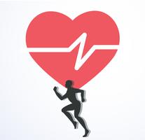 Laufen und rote Hitze mit Liniensymbol, laufen für Gesundheit Symbol Vektor