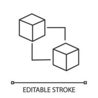 blockchain teknik linjär ikon. tunn linje illustration. kryptovaluta. fintech. e-handel. anslutna kuber. kontur symbol. vektor isolerade konturritning. redigerbar linje