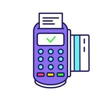 framgångsrik pos terminal transaktion färgikon. betalterminal. e-betalning. isolerade vektor illustration