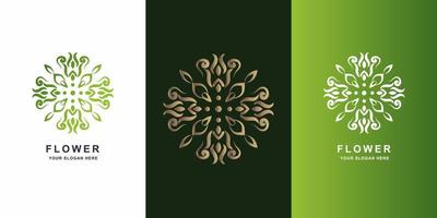 blomma, boutique eller prydnad logotyp malldesign. vektor