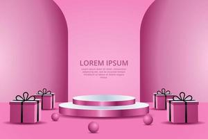 realistisk 3d rosa podium kosmetisk produktvisning vektor