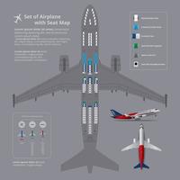 Satz des Flugzeuges mit Seat-Karte lokalisierter Vektor-Illustration vektor