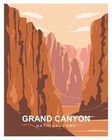 grand canyon arizona nationalpark vektor illustration bakgrund. lämplig för tryckkonst, affisch. platt tecknad vektorillustration i färgad stil.