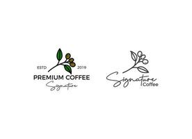 premium kaffe logotyp. vintage kaffe logotyp för café och restaurang. vektor