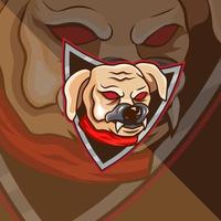 wütendes hundekopf-emblem-maskottchen-esport-logo-design. das hochauflösende esport-gaming-logo eignet sich für das maskottchen ihres teams vektor