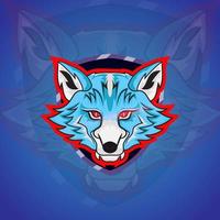blaues wolfskopf-maskottchen-esport-logo-design vektor