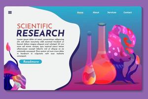 becherglas mit pilz-landingpage oder webseiten-designvorlagen für bildungsschule, chemikalien, obst, gift. Handgezeichnete Vektorillustrationskonzepte für die Entwicklung von Websites und mobilen Websites. vektor