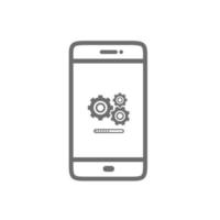 ikon för uppdatering av mobilsystem. telefon och redskap symbol eller mobiltelefon uppdatera platt design isolerad på vit bakgrund. vektor